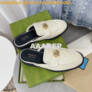 Replica Gucci Aria Slipper With Double G 670400 White Chevron Matelass 2