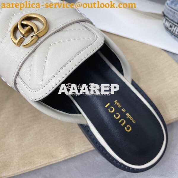 Replica Gucci Aria Slipper With Double G 670400 White Chevron Matelass 10