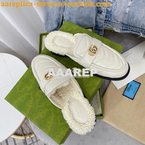 Replica Gucci Aria Slipper With Double G 670400 White Chevron Matelass 8