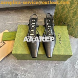 Replica Gucci Aria Women's GG Slingback Pump 675441 Smooth Calfskin 2