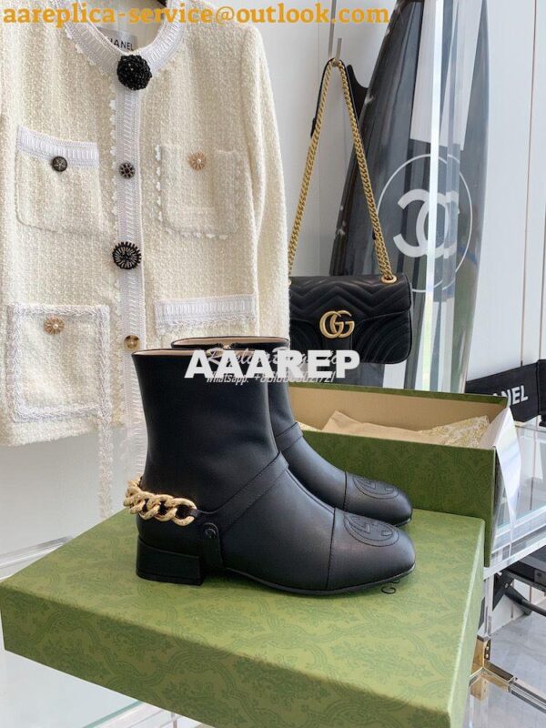 Replica Gucci Chain Soho Ankle Boot With Double G 360565 Black