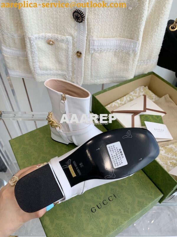 Replica Gucci Chain Soho Ankle Boot With Double G 360565 White 10