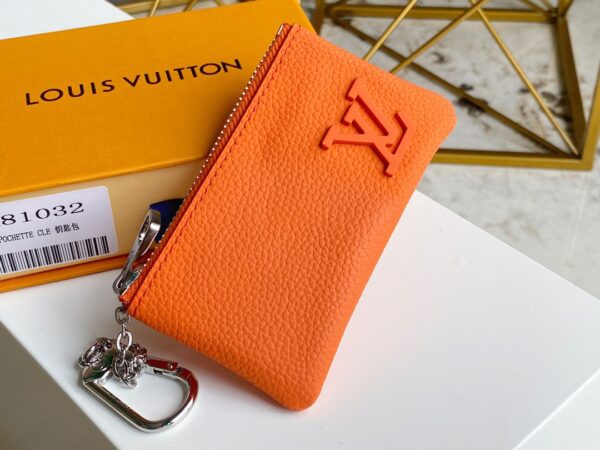 Replica Louis Vuitton Key Pouch Orange Aerogram cowhide leather M81032 5