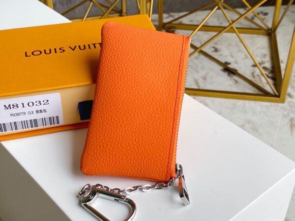 Replica Louis Vuitton Key Pouch Orange Aerogram cowhide leather M81032 6