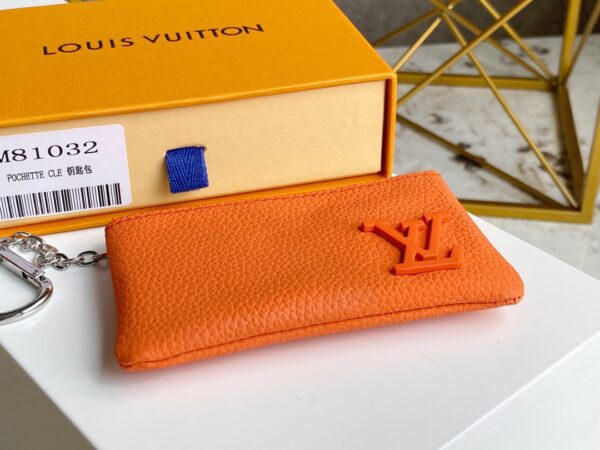 Replica Louis Vuitton Key Pouch Orange Aerogram cowhide leather M81032 7