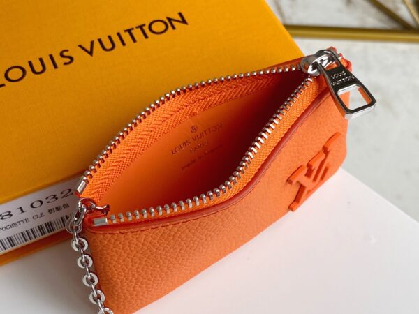 Replica Louis Vuitton Key Pouch Orange Aerogram cowhide leather M81032 10