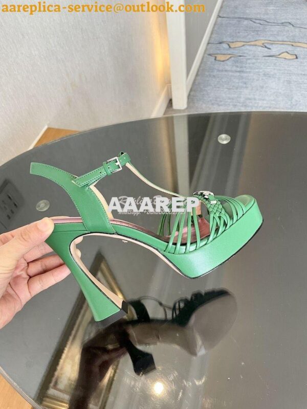 Replica Gucci GG-Chain Leather Sandals 746614 Green 11