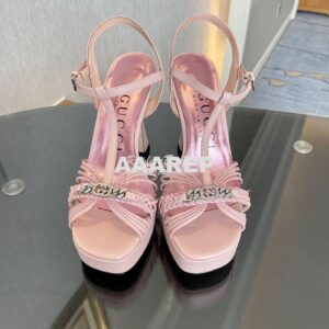 Replica Gucci GG-Chain Leather Sandals 746614 Pink