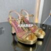 Replica Gucci GG-Chain Metallic-Leather Sandals 746614 Gold