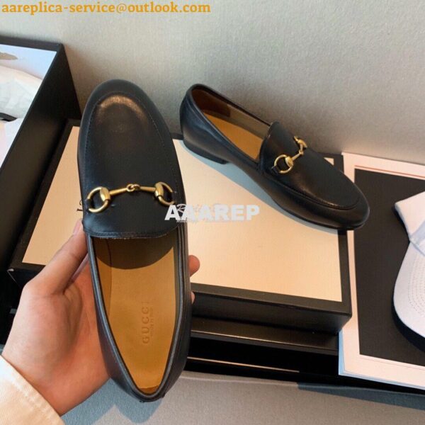 Replica Gucci Jordaan Leather Horsebit Loafer 404069 Black 6