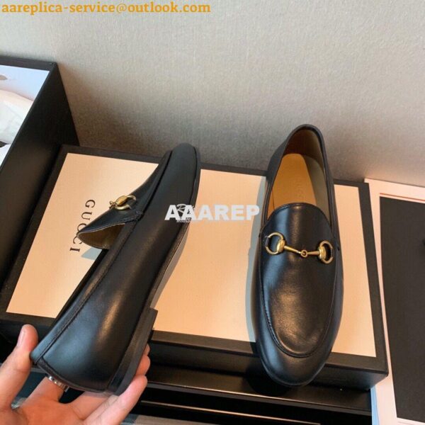 Replica Gucci Jordaan Leather Horsebit Loafer 404069 Black 8