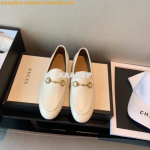 Replica Gucci Jordaan Leather Horsebit Loafer 404069 White 2