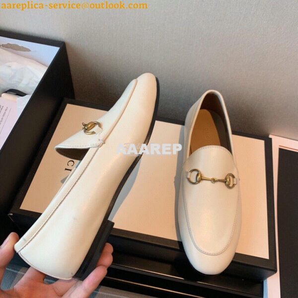 Replica Gucci Jordaan Leather Horsebit Loafer 404069 White 7