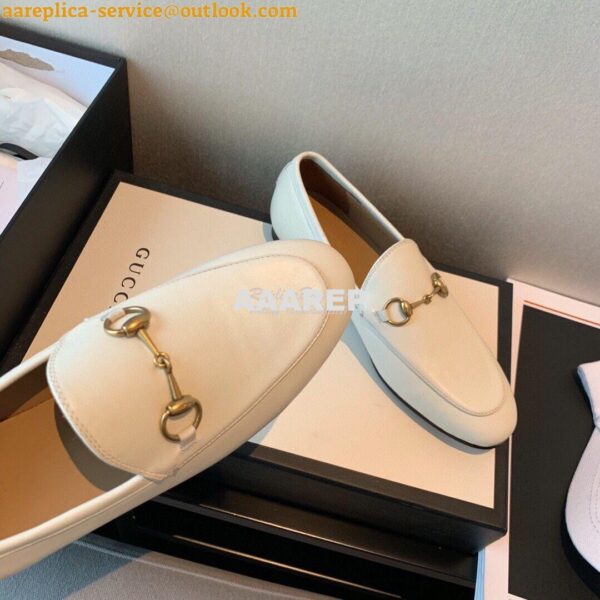 Replica Gucci Jordaan Leather Horsebit Loafer 404069 White 8