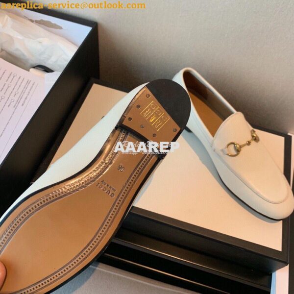 Replica Gucci Jordaan Leather Horsebit Loafer 404069 White 10