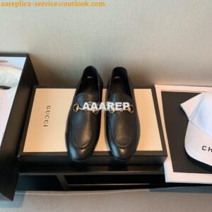 Replica Gucci Leather Horsebit Loafer 414998 Black