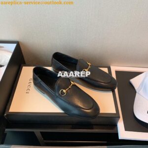 Replica Gucci Leather Horsebit Loafer 414998 Black 2