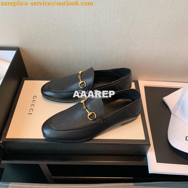 Replica Gucci Leather Horsebit Loafer 414998 Black 5