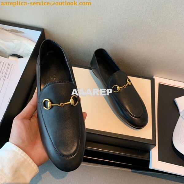 Replica Gucci Leather Horsebit Loafer 414998 Black 6