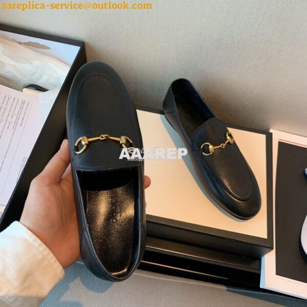 Replica Gucci Leather Horsebit Loafer 414998 Black 7