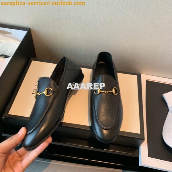 Replica Gucci Leather Horsebit Loafer 414998 Black 8