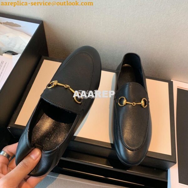 Replica Gucci Leather Horsebit Loafer 414998 Black 10