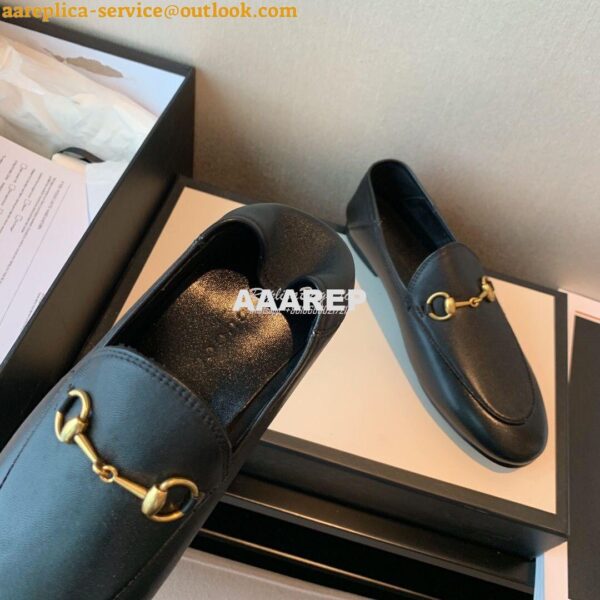 Replica Gucci Leather Horsebit Loafer 414998 Black 11