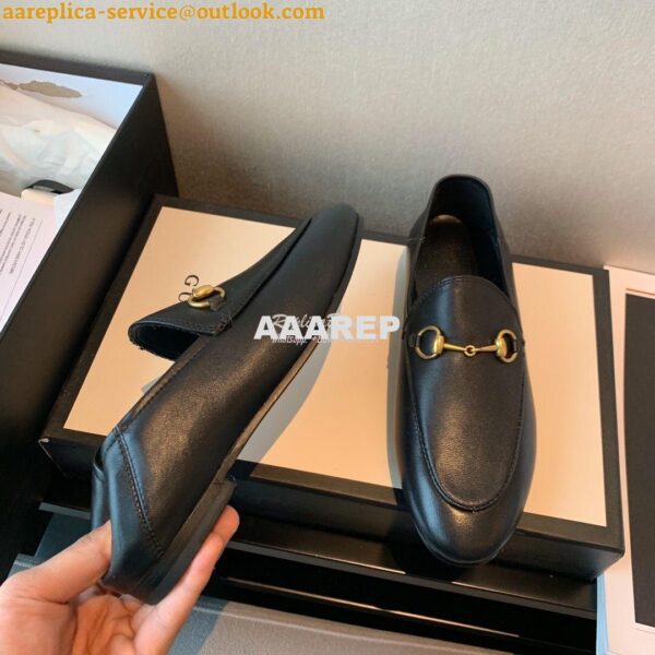 Replica Gucci Leather Horsebit Loafer 414998 Black 12