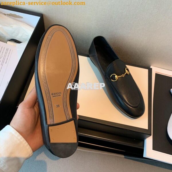 Replica Gucci Leather Horsebit Loafer 414998 Black 13