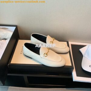 Replica Gucci Leather Horsebit Loafer 414998 White 2