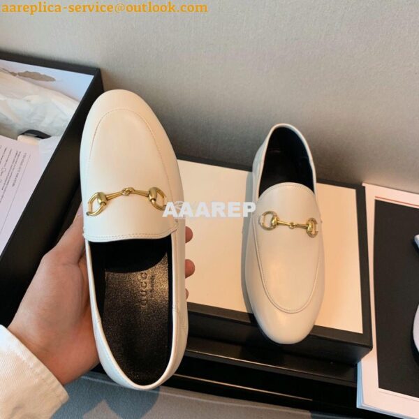 Replica Gucci Leather Horsebit Loafer 414998 White 6