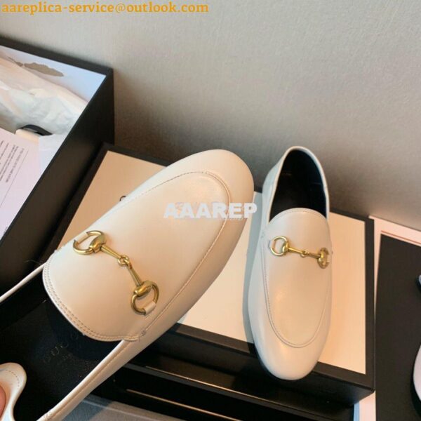 Replica Gucci Leather Horsebit Loafer 414998 White 11