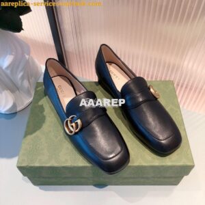 Replica Gucci Leather Loafer With Double G 602496 Black