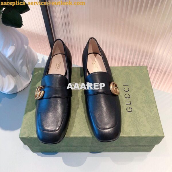 Replica Gucci Leather Loafer With Double G 602496 Black 5