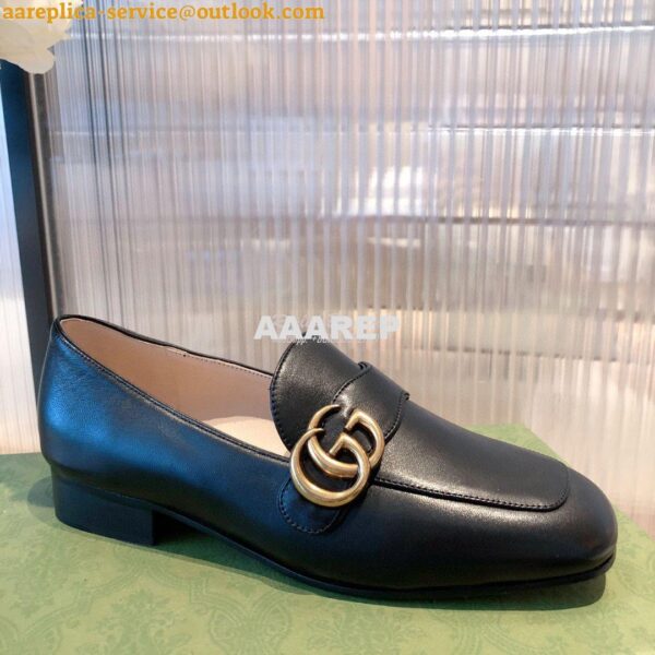 Replica Gucci Leather Loafer With Double G 602496 Black 6