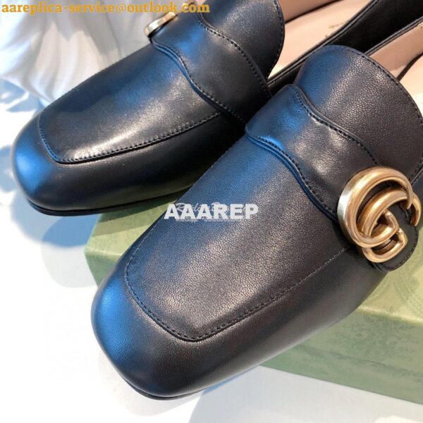 Replica Gucci Leather Loafer With Double G 602496 Black 7