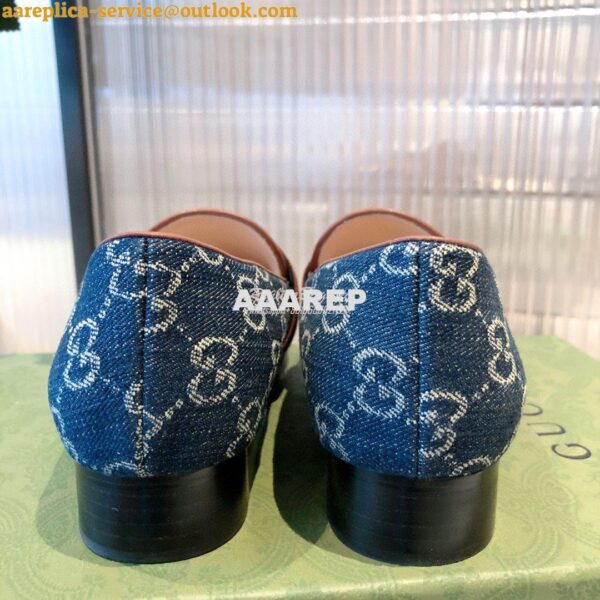 Replica Gucci Leather Loafer With Double G 602496 Blue Denim 10