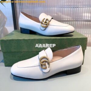 Replica Gucci Leather Loafer With Double G 602496 White