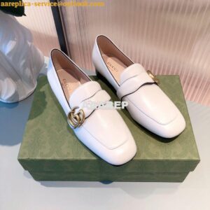 Replica Gucci Leather Loafer With Double G 602496 White 2