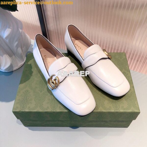 Replica Gucci Leather Loafer With Double G 602496 White 4