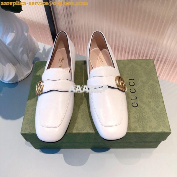 Replica Gucci Leather Loafer With Double G 602496 White 5