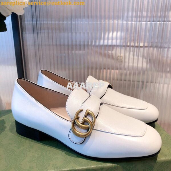 Replica Gucci Leather Loafer With Double G 602496 White 6