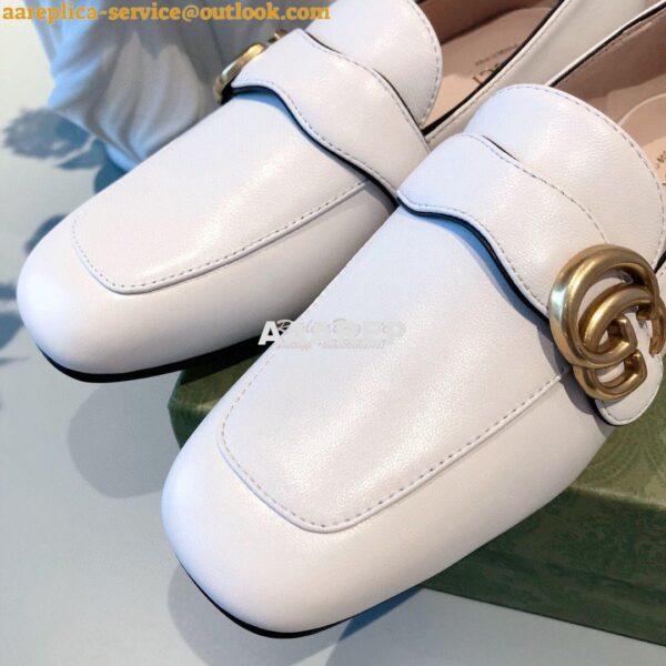 Replica Gucci Leather Loafer With Double G 602496 White 7