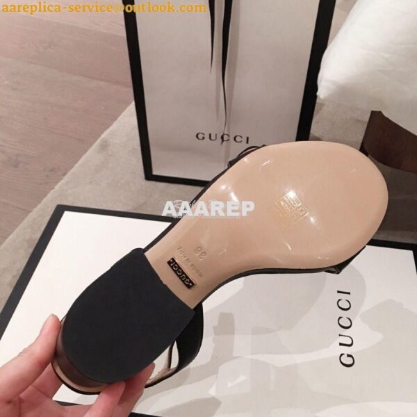 Replica Gucci Leather Mid-Heel Sandal 453379 Black 10