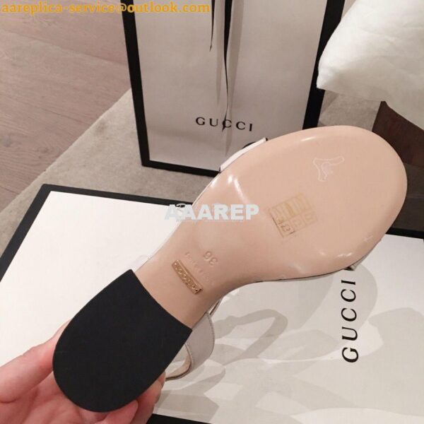 Replica Gucci Leather Mid-Heel Sandal 453379 Black white 9