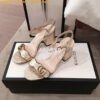 Replica Gucci Leather Mid-Heel Sandal 453379 Black white