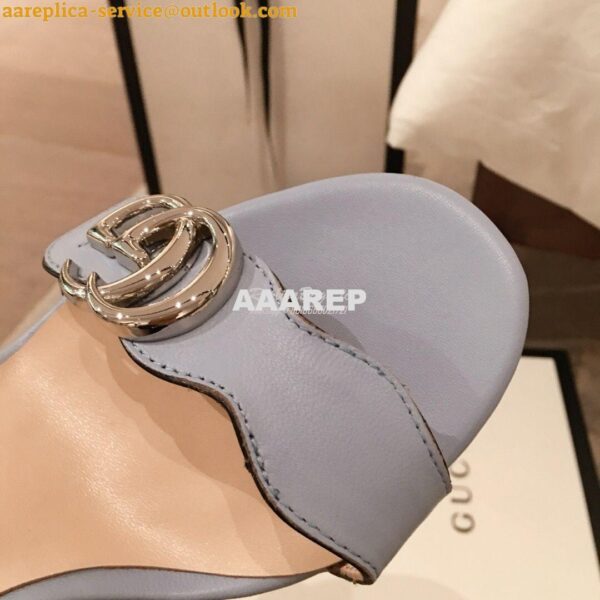 Replica Gucci Leather Mid-Heel Sandal 453379 Pastel Color 6