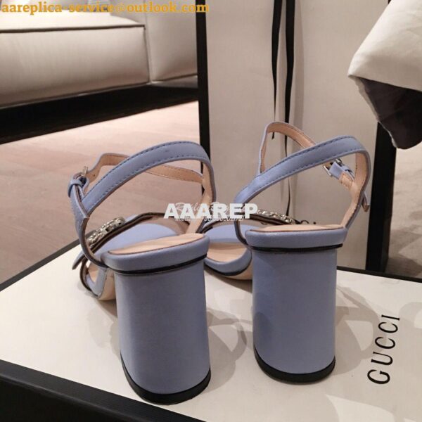 Replica Gucci Leather Mid-Heel Sandal 453379 Pastel Color 7