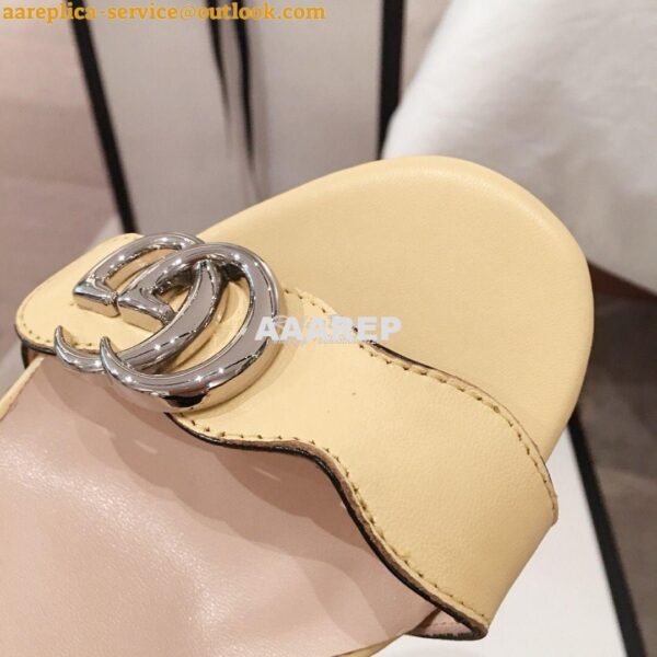 Replica Gucci Leather Mid-Heel Sandal 453379 Pastel Color 11