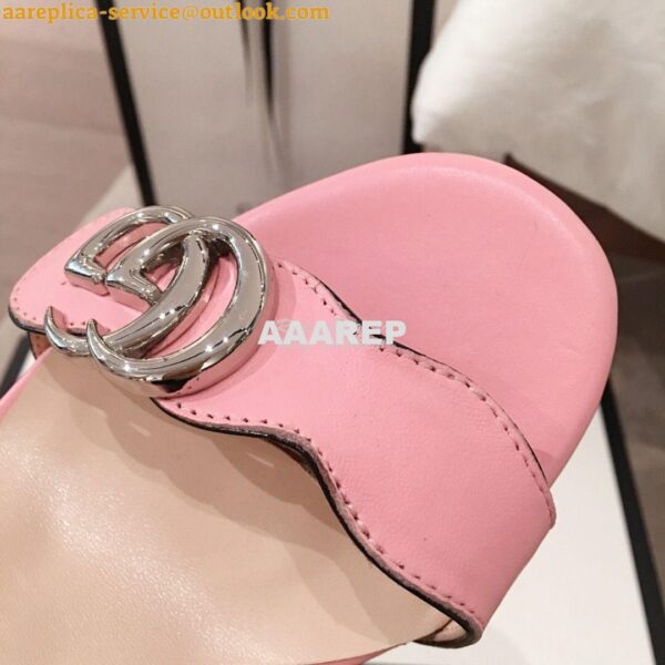 Replica Gucci Leather Mid-Heel Sandal 453379 Pastel Color 16